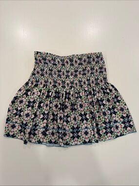Lucky in Love Floral Geo Print Tennis Skirt - Navy Multi